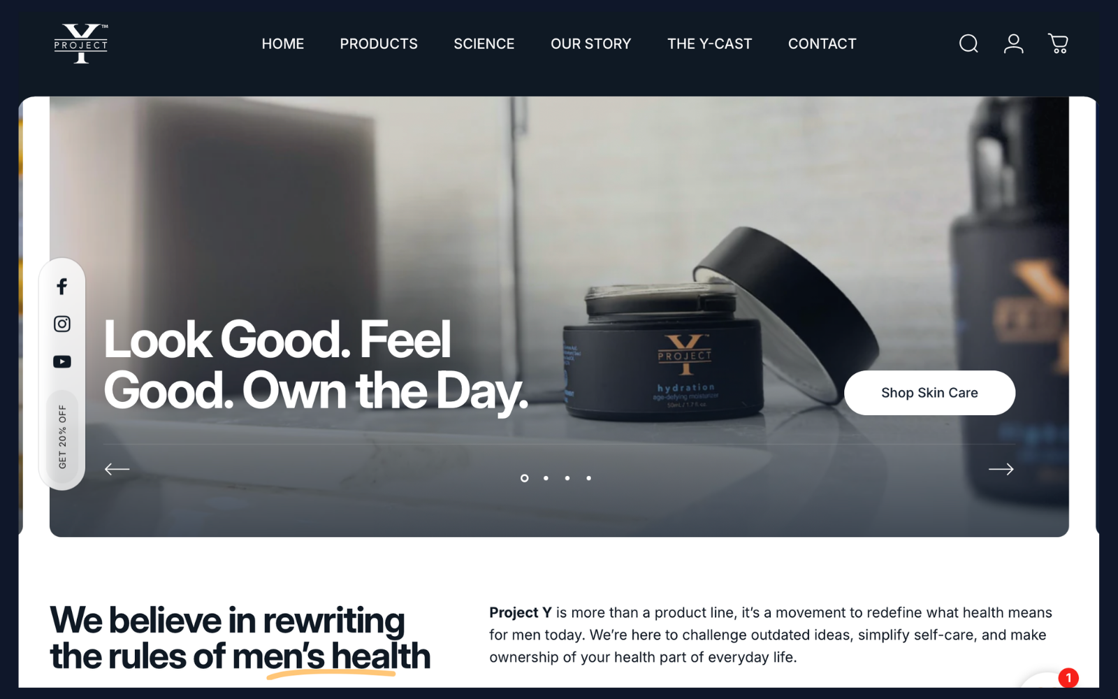 Home Project Y website and ecommerce experience