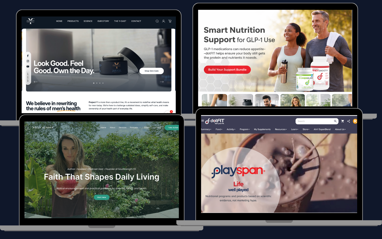 Website work displayed across multiple screens