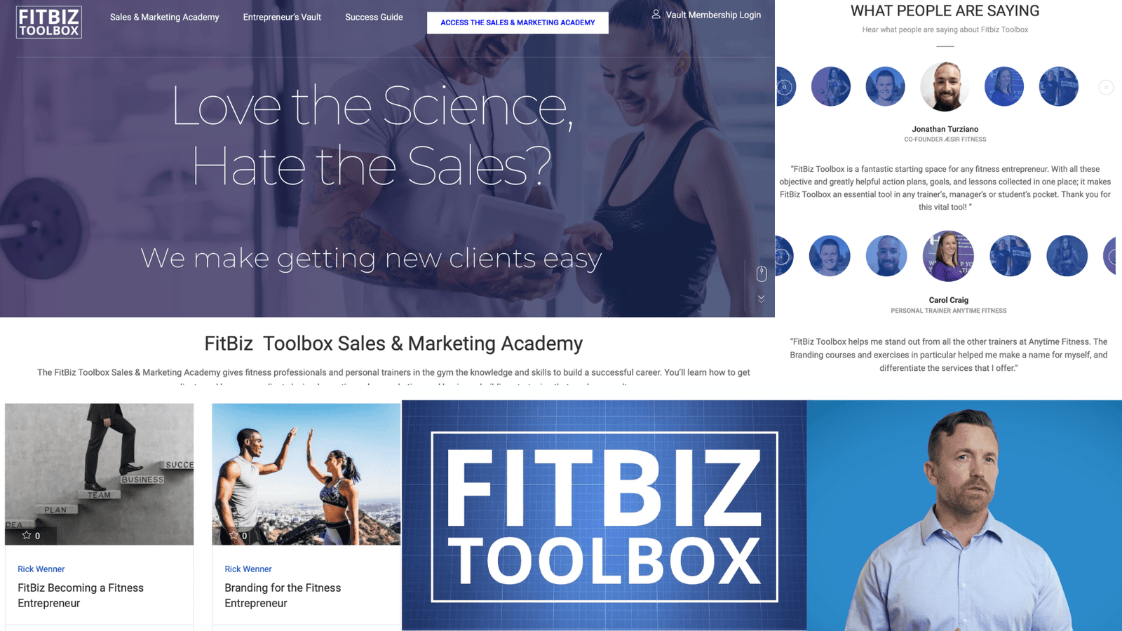 Home FitBiz Toolbox Sales and Marketing Academy, curriculum, testimonials and educational content